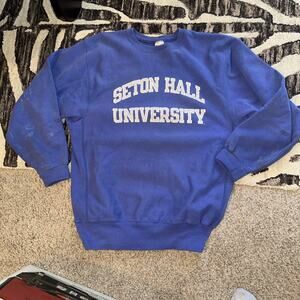 Vintage Blue Seton Hall Champion Sweatshirt XXL